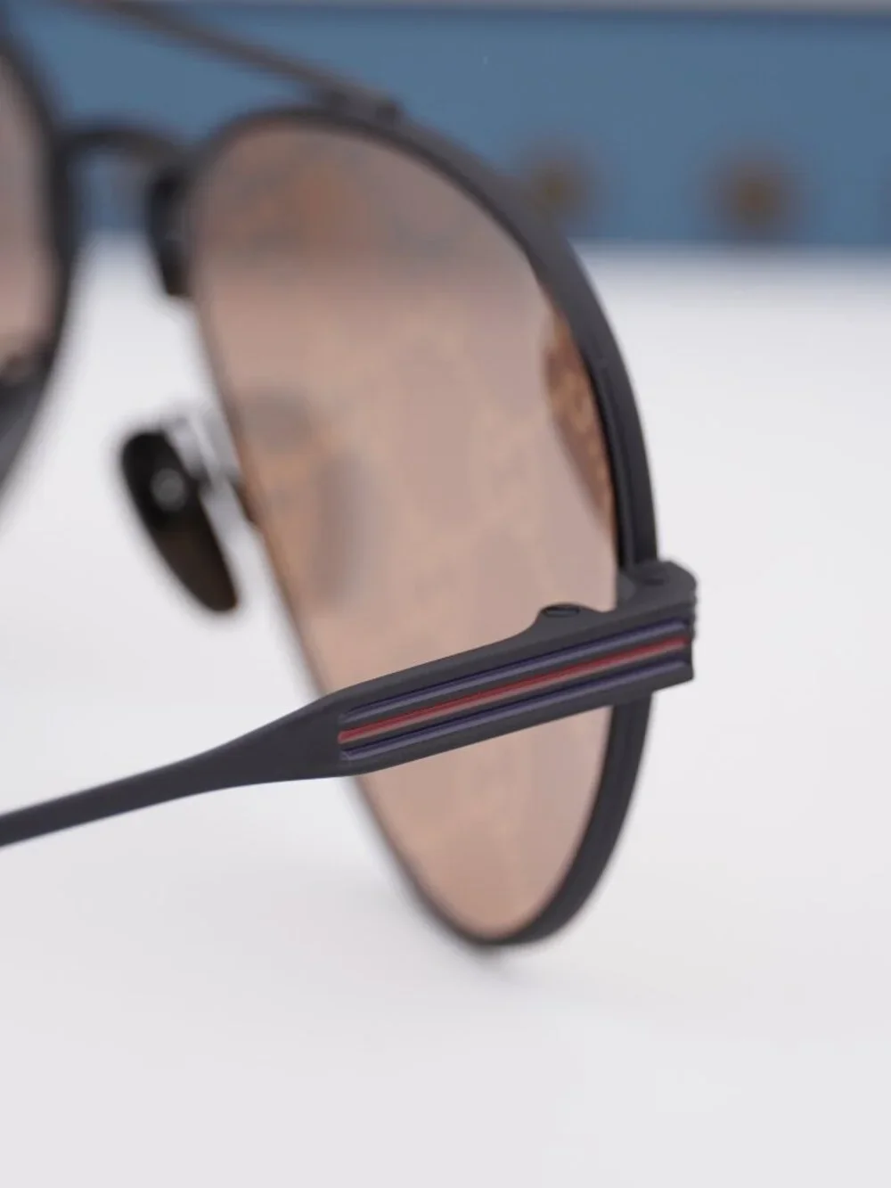 Gucci GG1874S 005 Aviator Sunglasses - Black\ Orange Mirror with GG Pattern